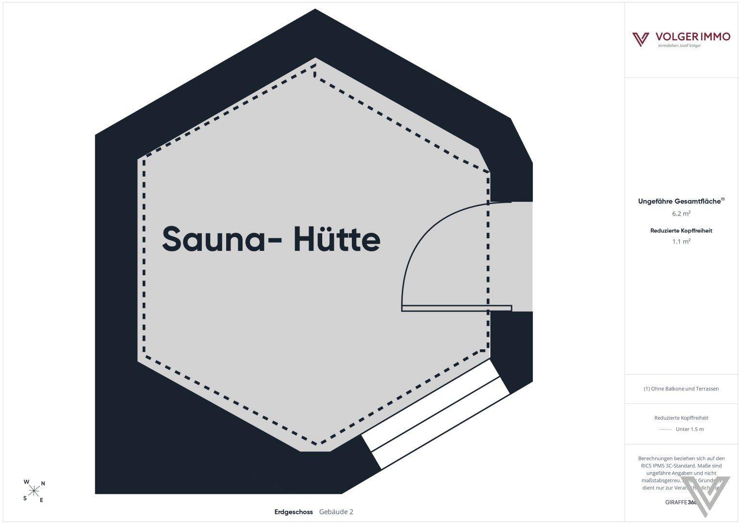Grundriss der Sauna-Hütte mit Eingangsbereich.