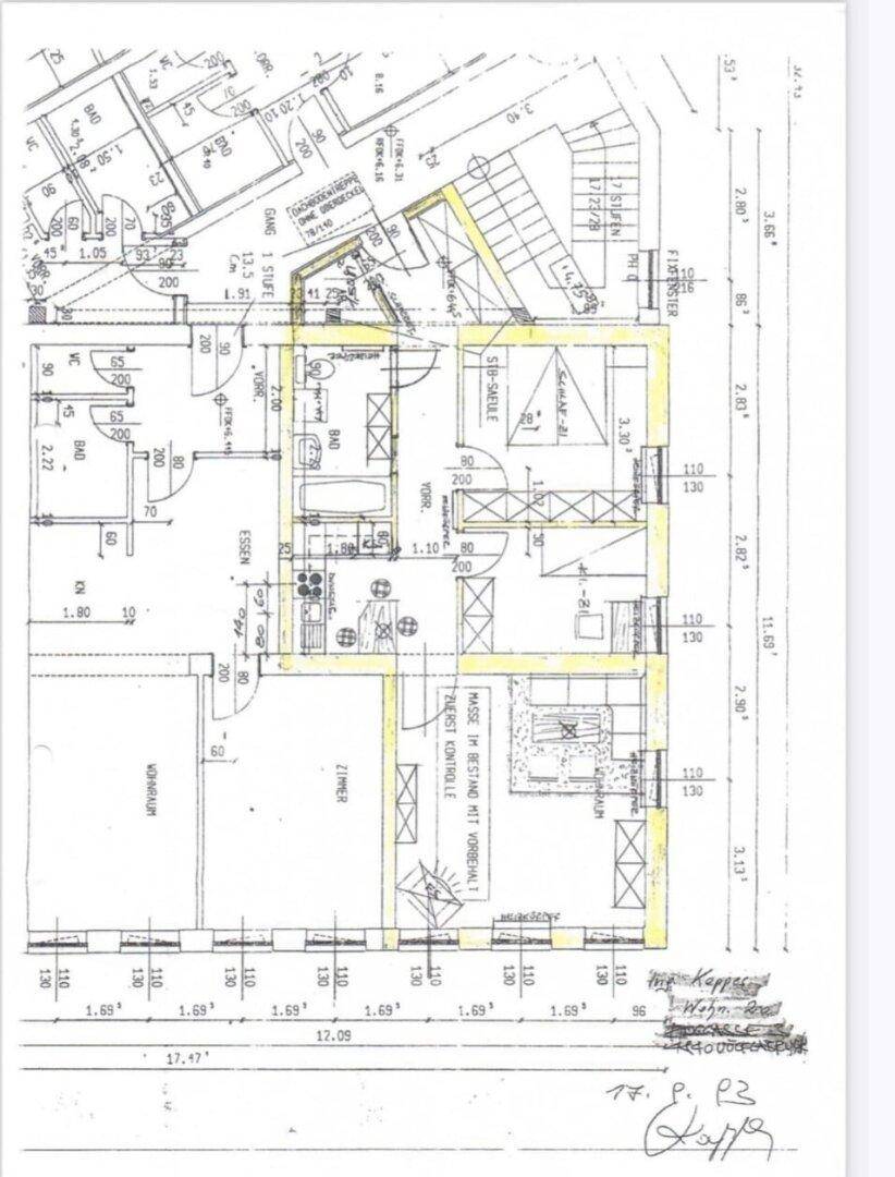 Detaillierter Grundriss der Wohnung mit Raumaufteilung und Maßen.