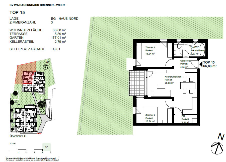 Verfügbare 3 Zimmer Gartenwohnung Top 15
