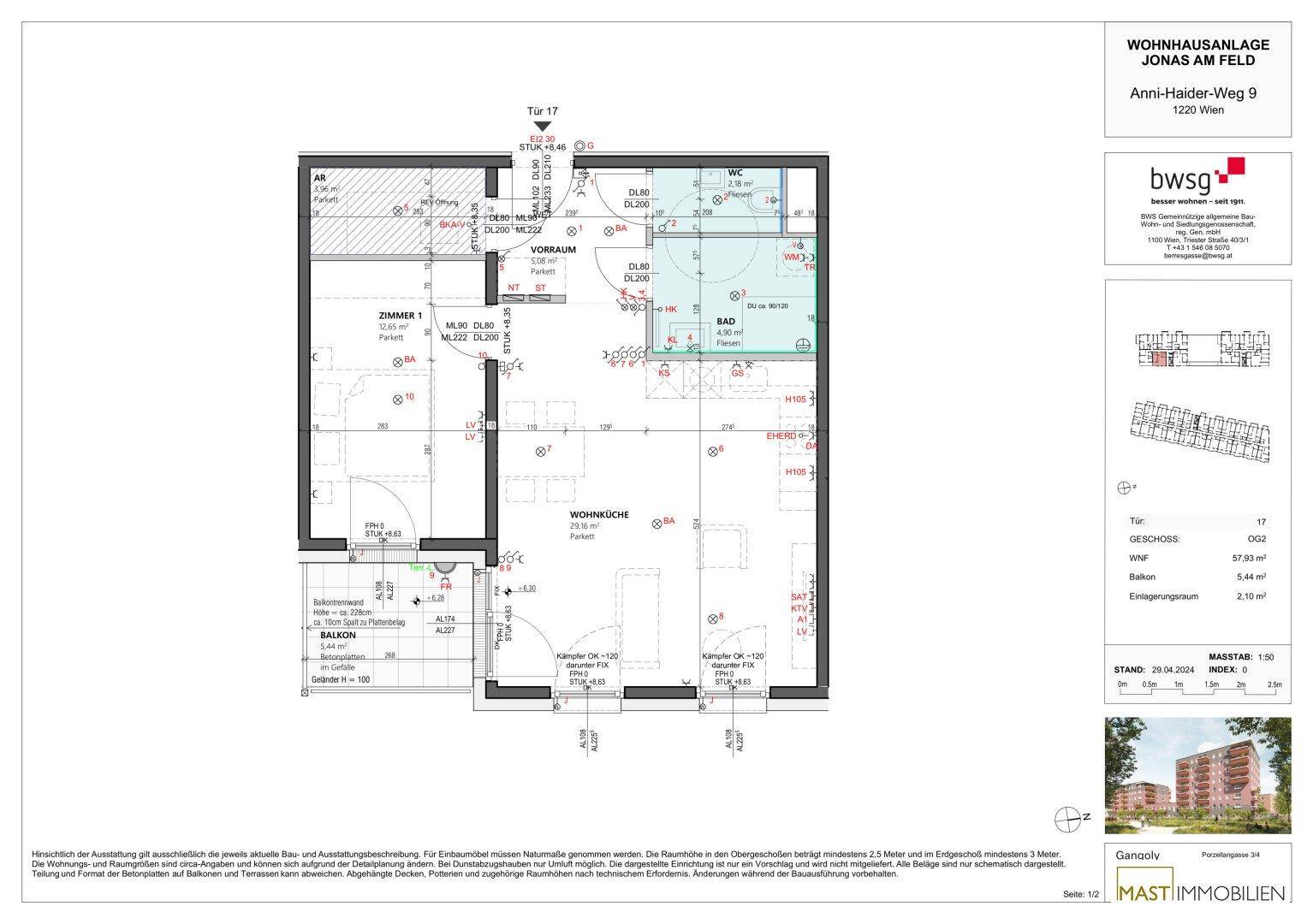 Detaillierter Grundriss einer Wohnung mit Balkon und klar definierten Wohnbereichen.