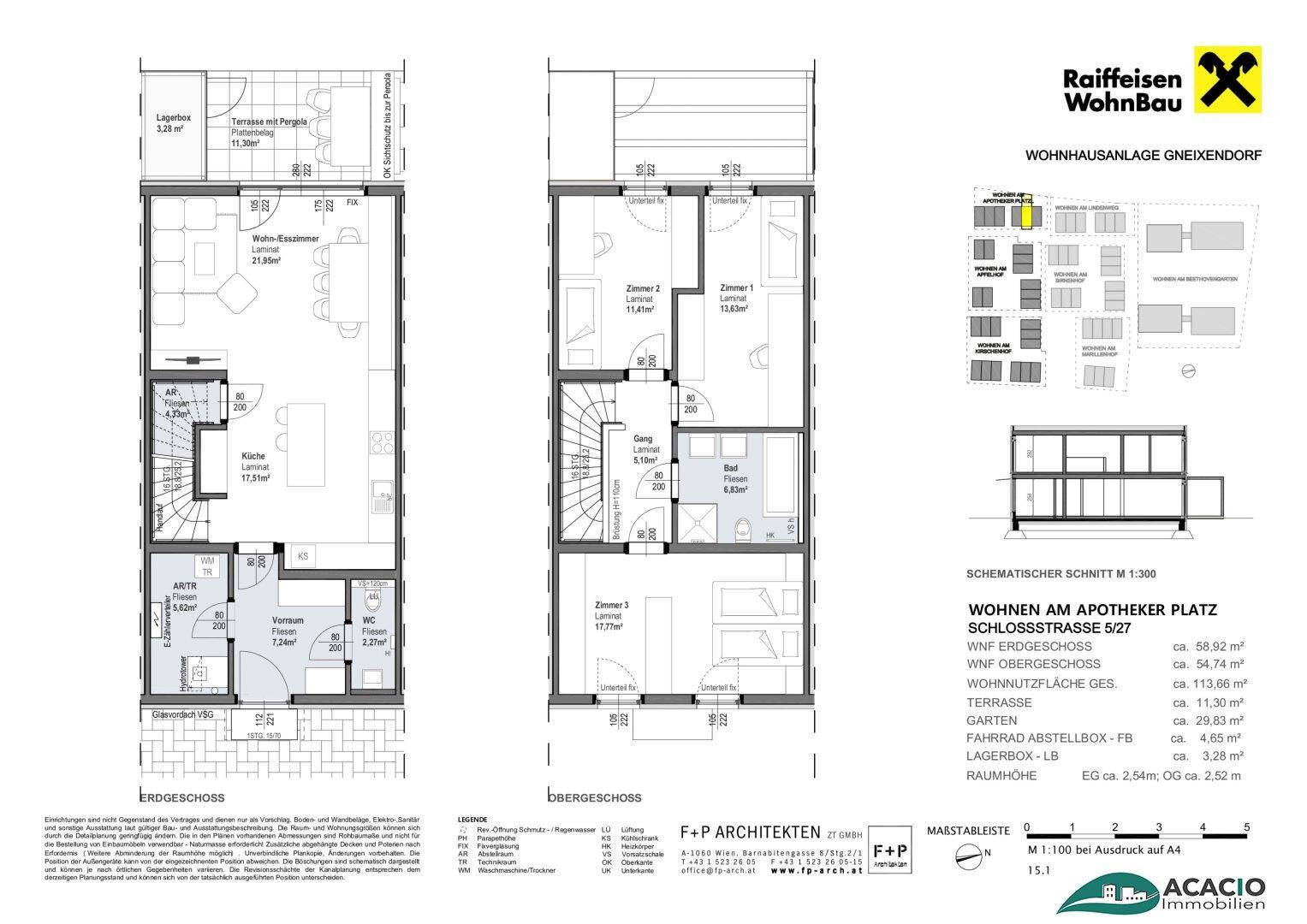 Grundrisse des Erdgeschosses und Obergeschosses mit Wohn-, Schlaf- und Sanitärbereichen sowie Balkon und Terrasse.