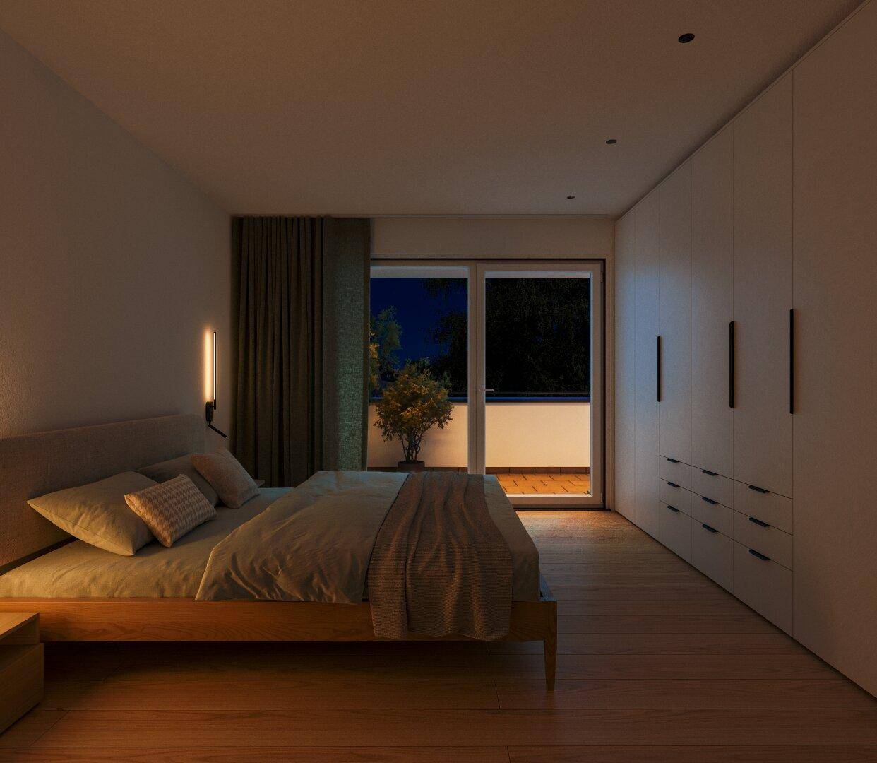 Schlafzimmer bei Nacht