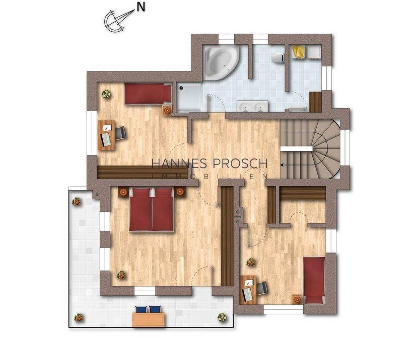 Grundriss OG möbliert