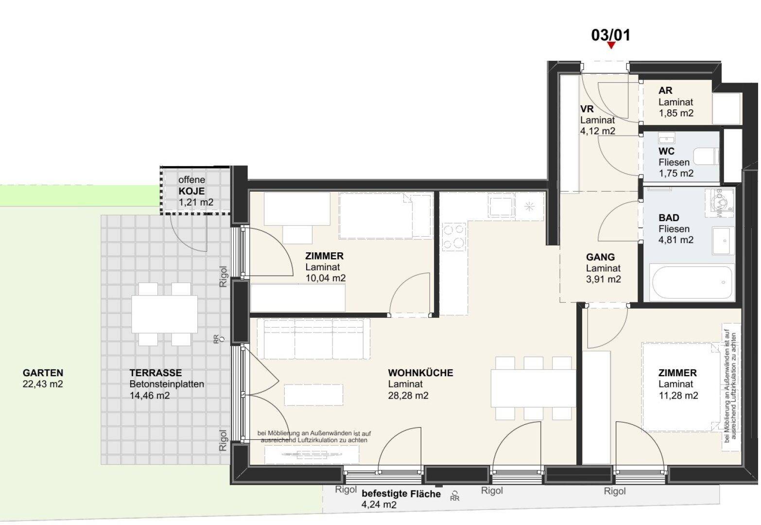 Grundriss Top 1 Haus 3