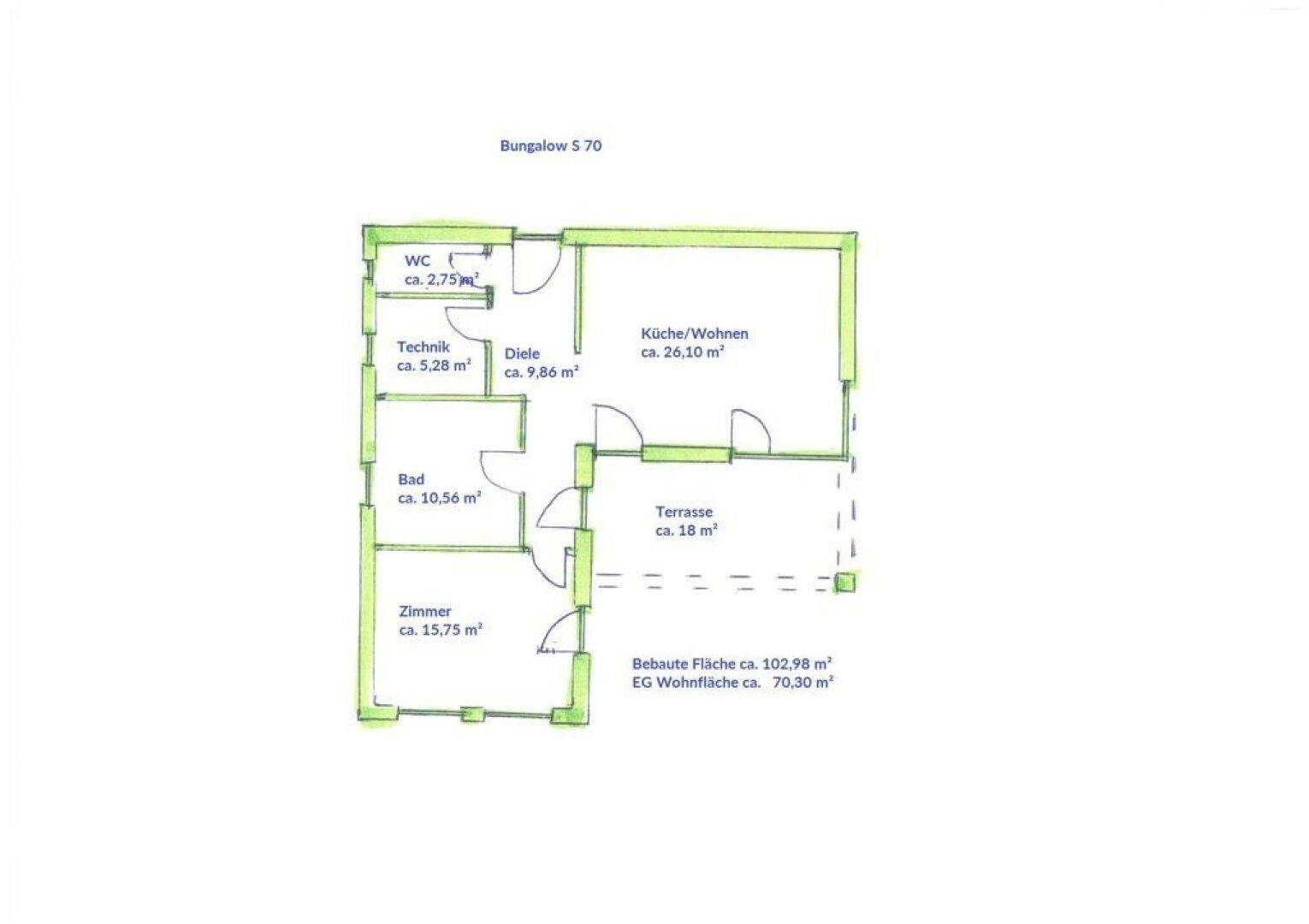 Plan Bungalow S 70