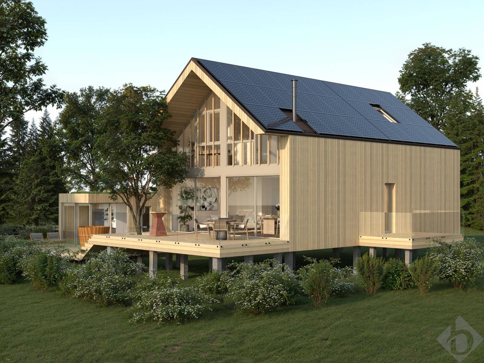 Naturlage an der Fischach: Baugrundstück mit bewilligtem Öko-Haus - Ansicht 3