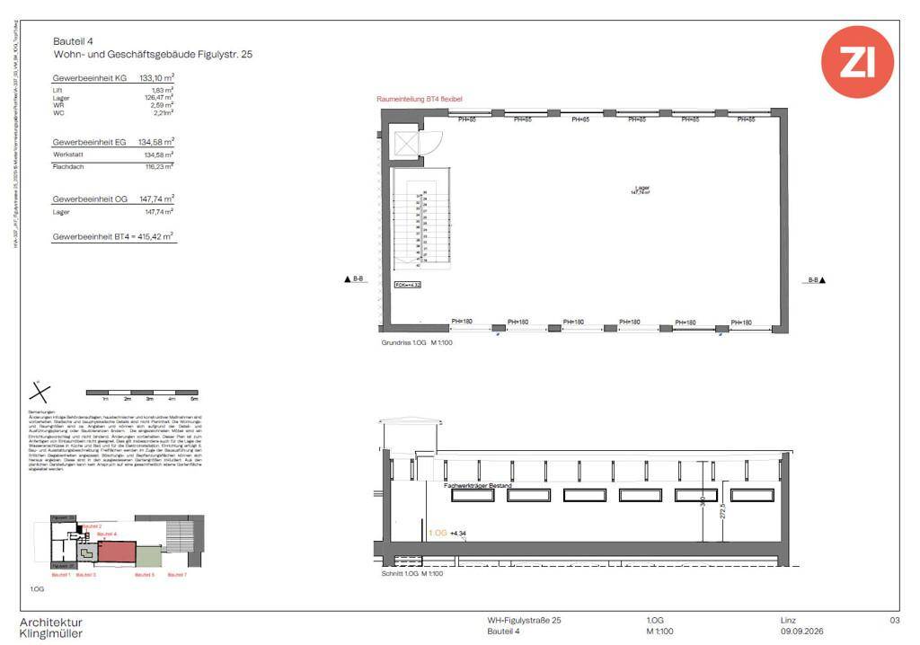 Grundriss des ersten Obergeschosses mit offenem Grundriss und Treppenhaus.