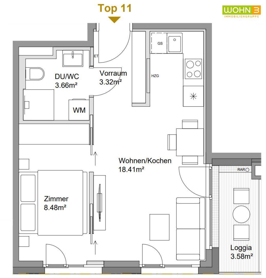 2-Zimmer Wohnung Top 11 / 17 / 18 / 23 / 24 / 29