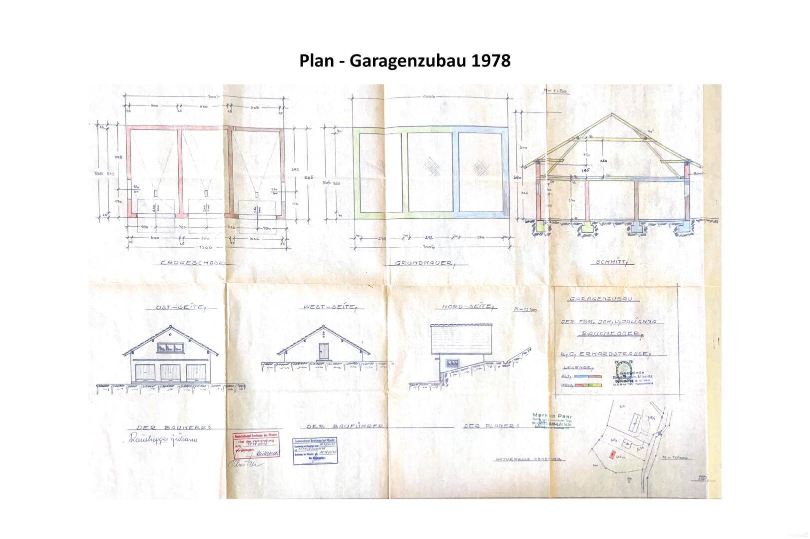Plan Garagenzubau 1978