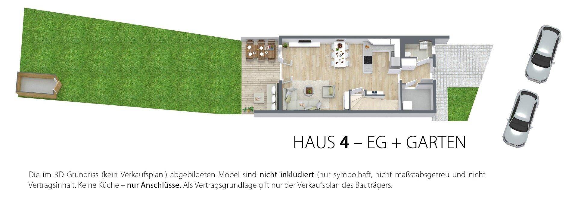 Grundriss 3D Haus 4 EG + Garten