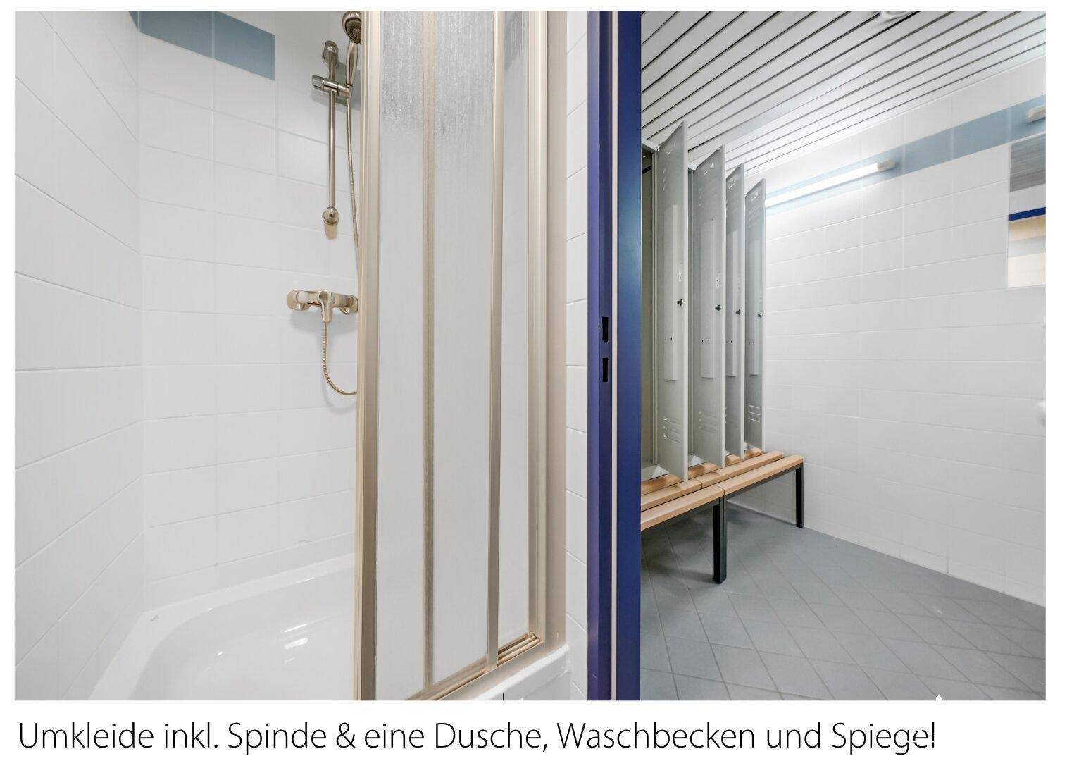 Umleide mit Dusche - Spinde - Spiegel