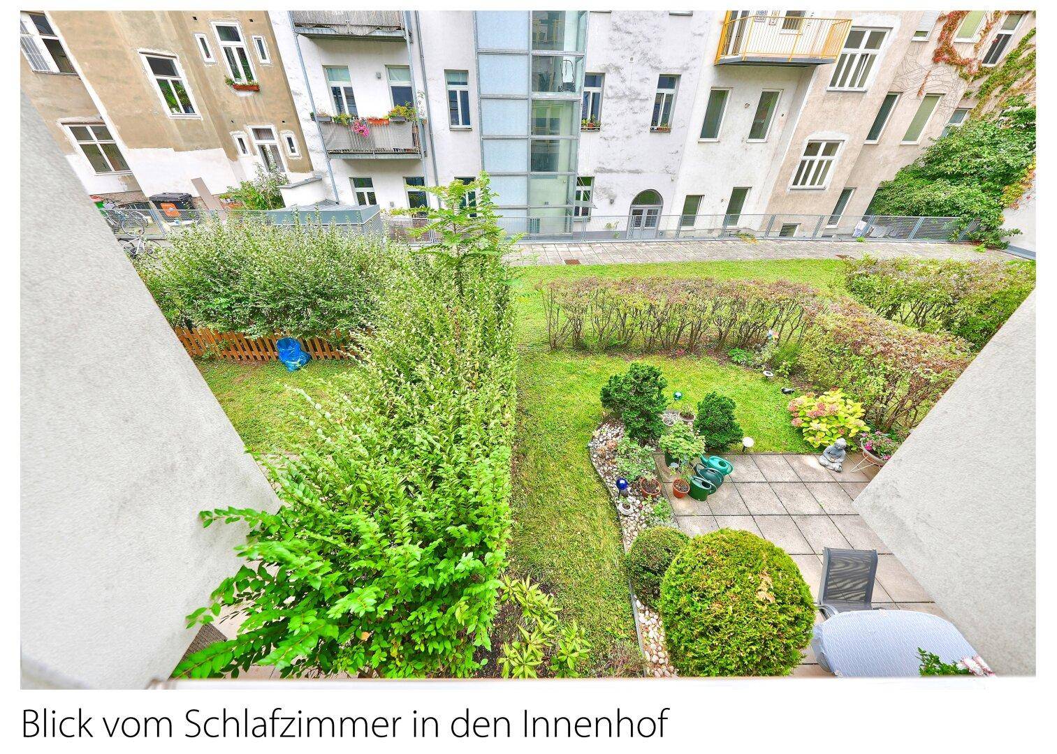 Blick in den Innenhof Schlafzimmer