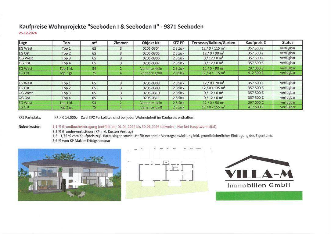 Preisliste Projekte 2024-12-25