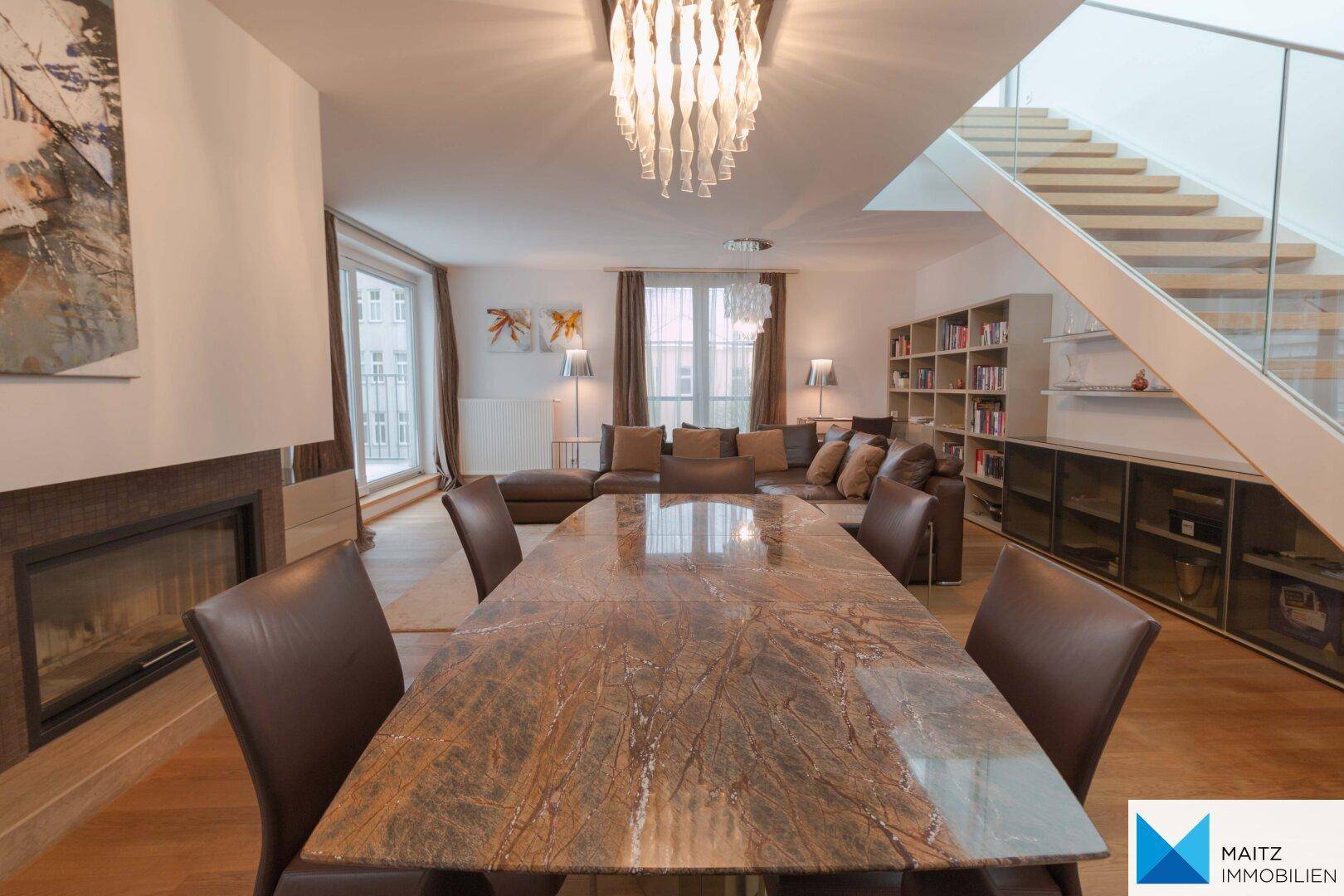 Stilvoll möblierte DG-Wohnung mit 2 Terrassen | 2 GARAGEN opt ** KLIMAANLAGE ** U3 ROCHUSMARKT ** – další