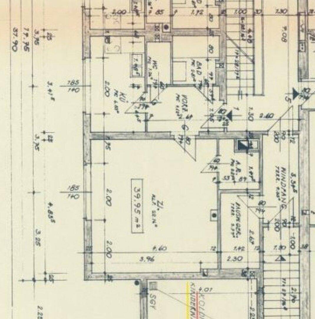 Detaillierter Grundrissplan einer Wohnung mit Raumaufteilung und Flächenangaben in Quadratmetern.
