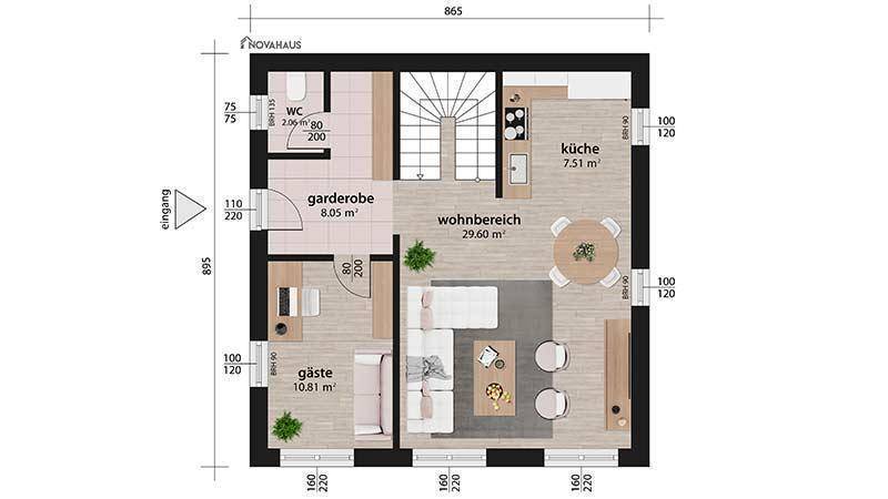 Grundrissvorschlag Aktionshaus NOVA 120 Erdgeschoß