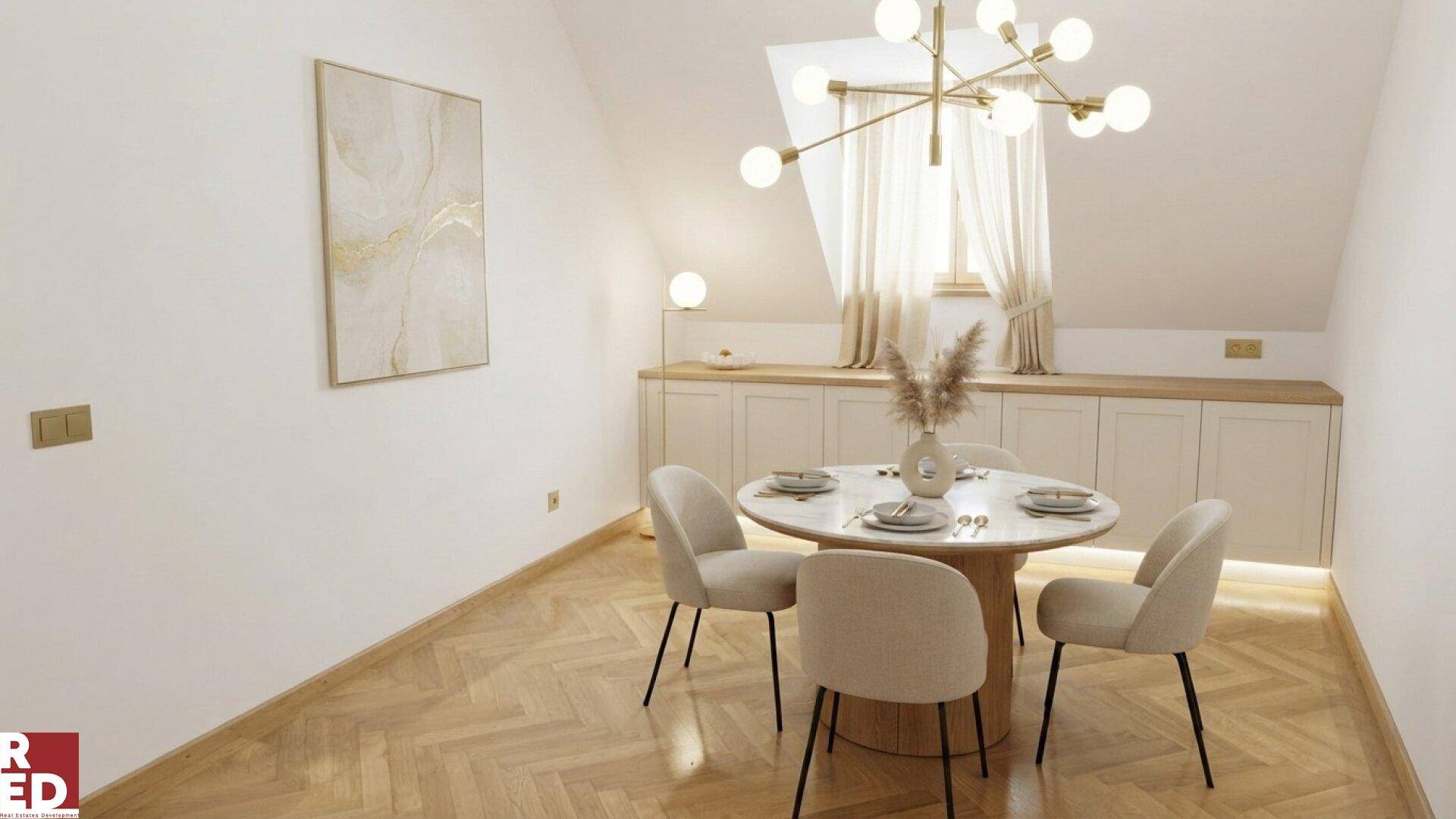 Esszimmer mit moderner Farbgestaltung und Einrichtung