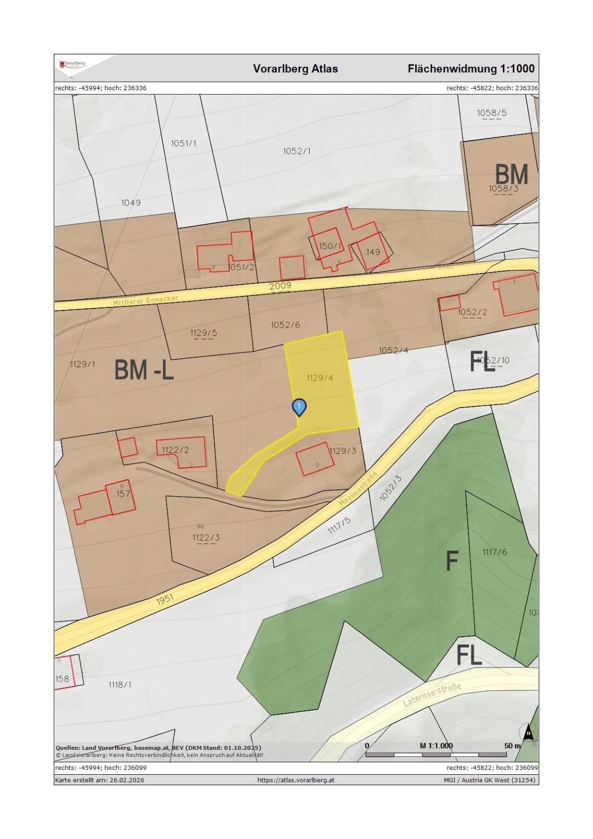 Attraktives Baugrundstück in Laterns – 850 m² mit herrlichem Bergblick - Ansicht 5
