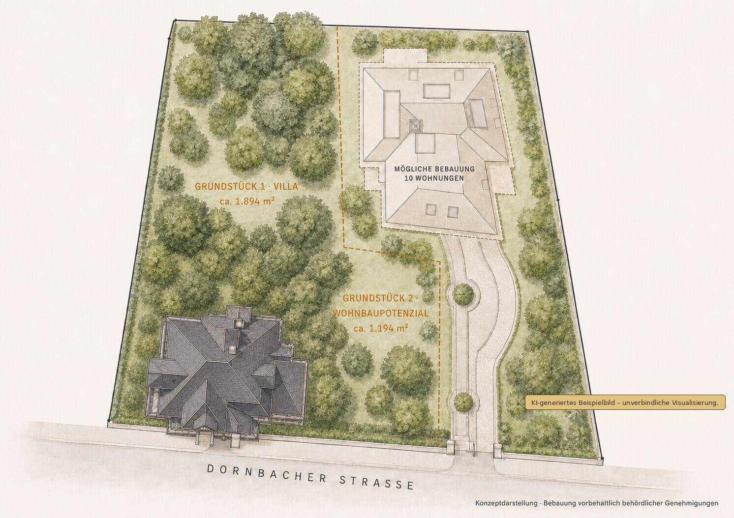 Historische Villa mit Parkanlage und angrenzendem, baubewilligtem Wohnbauprojekt.