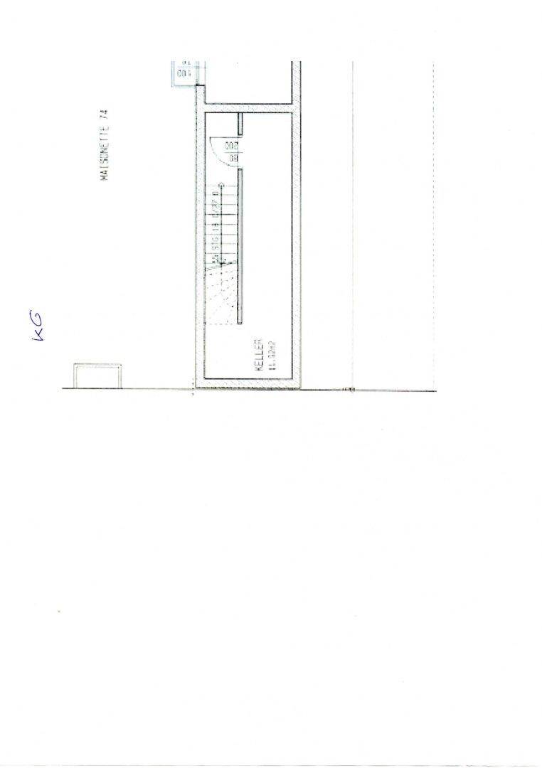 Grundriss des Kellergeschosses mit Treppe und einem praktischen Abstellraum.