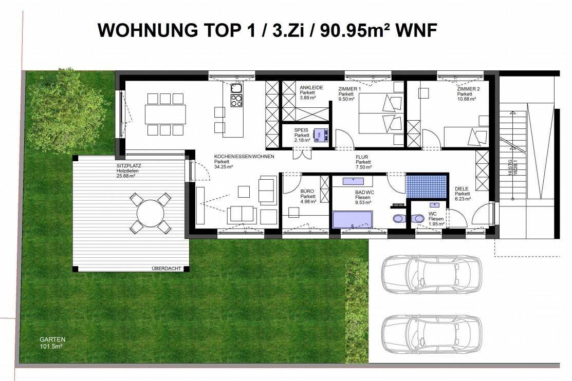 Garten mit Wohnung