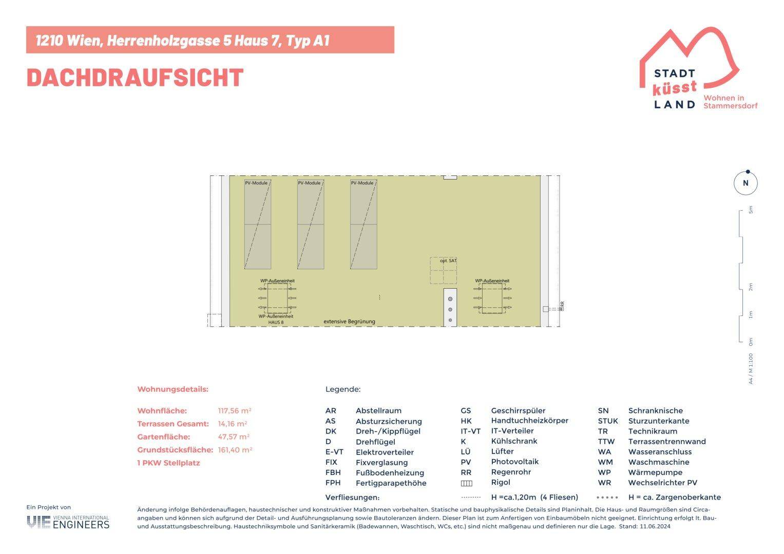 Dachaufsicht des Gebäudes mit installierten Photovoltaik-Modulen für nachhaltige Energiegewinnung.