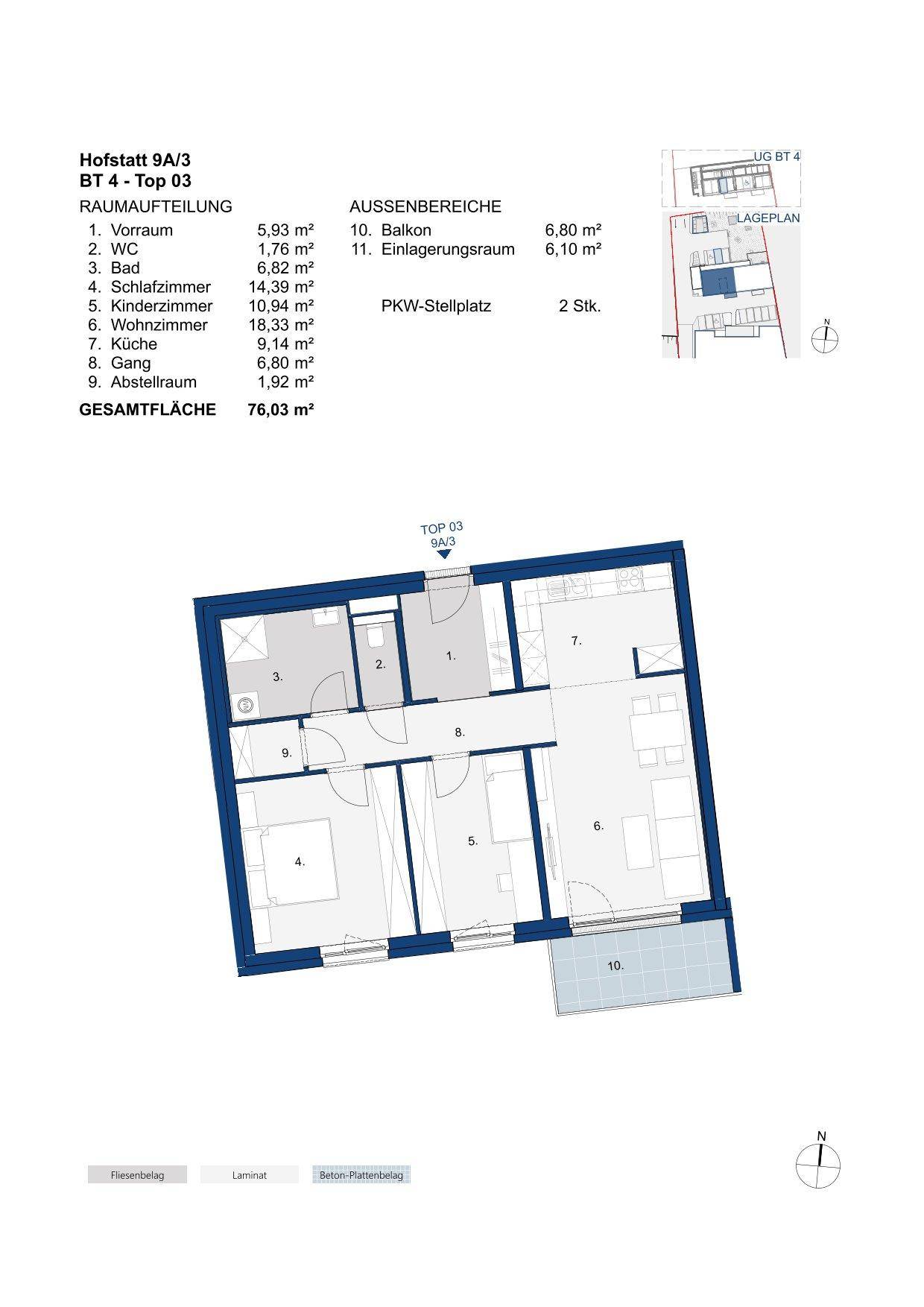 Detaillierter Grundriss einer Wohnung mit Raumaufteilung und Balkon.