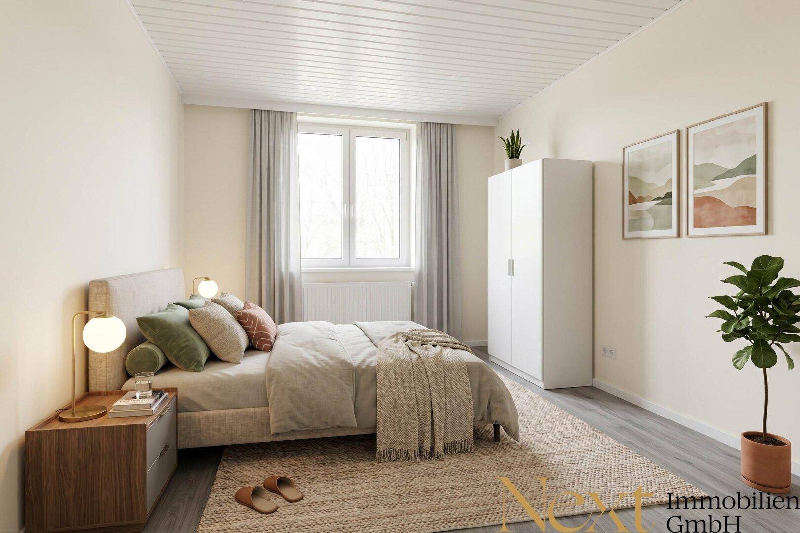 Schlafzimmer II (KI möbliert)