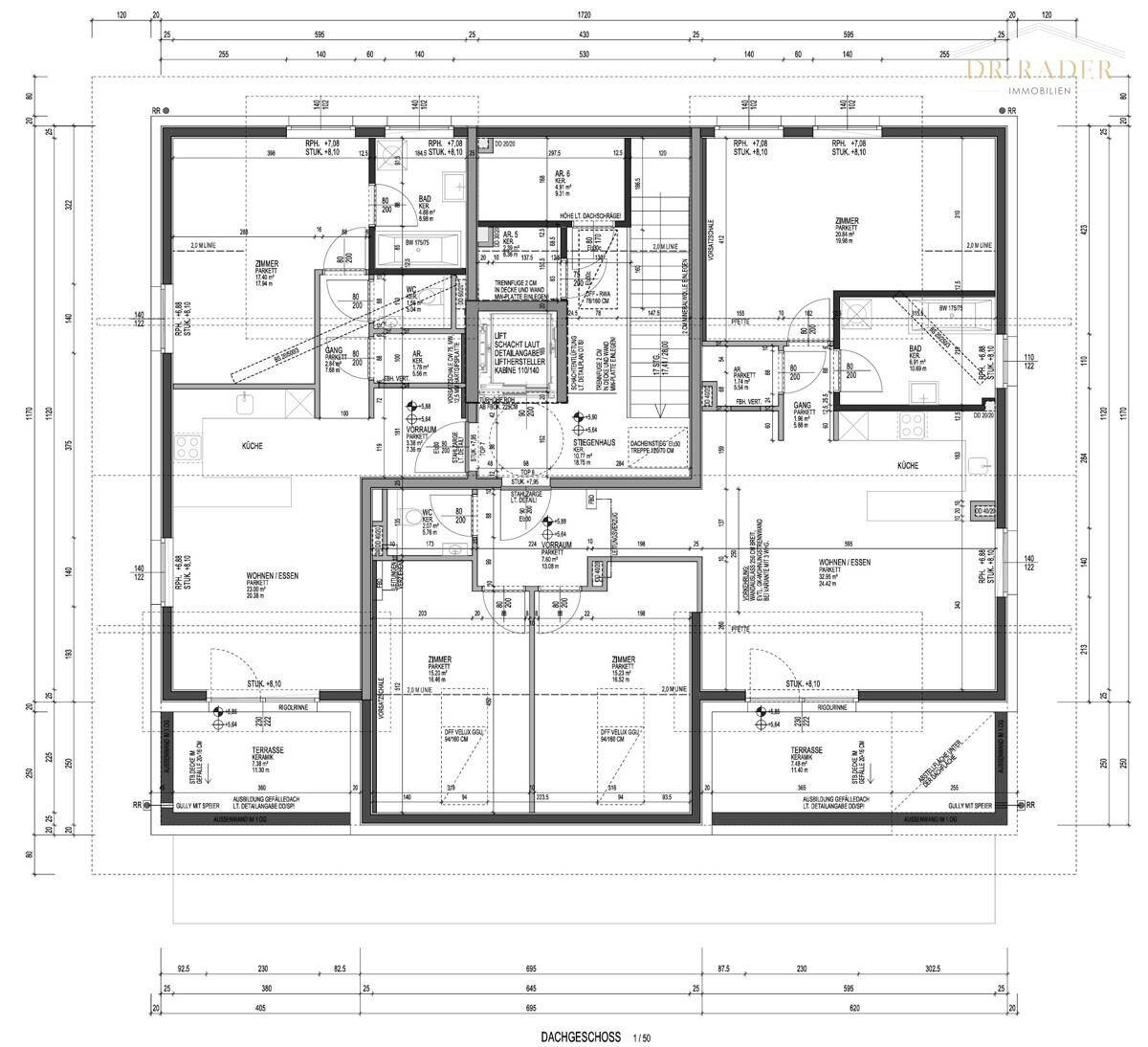Grundriss Dachgeschoß, 2. Variante