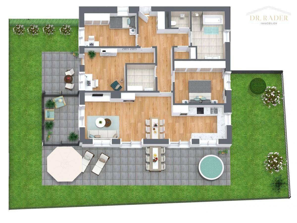 3D Grundriss Gartenwohnung Top 1