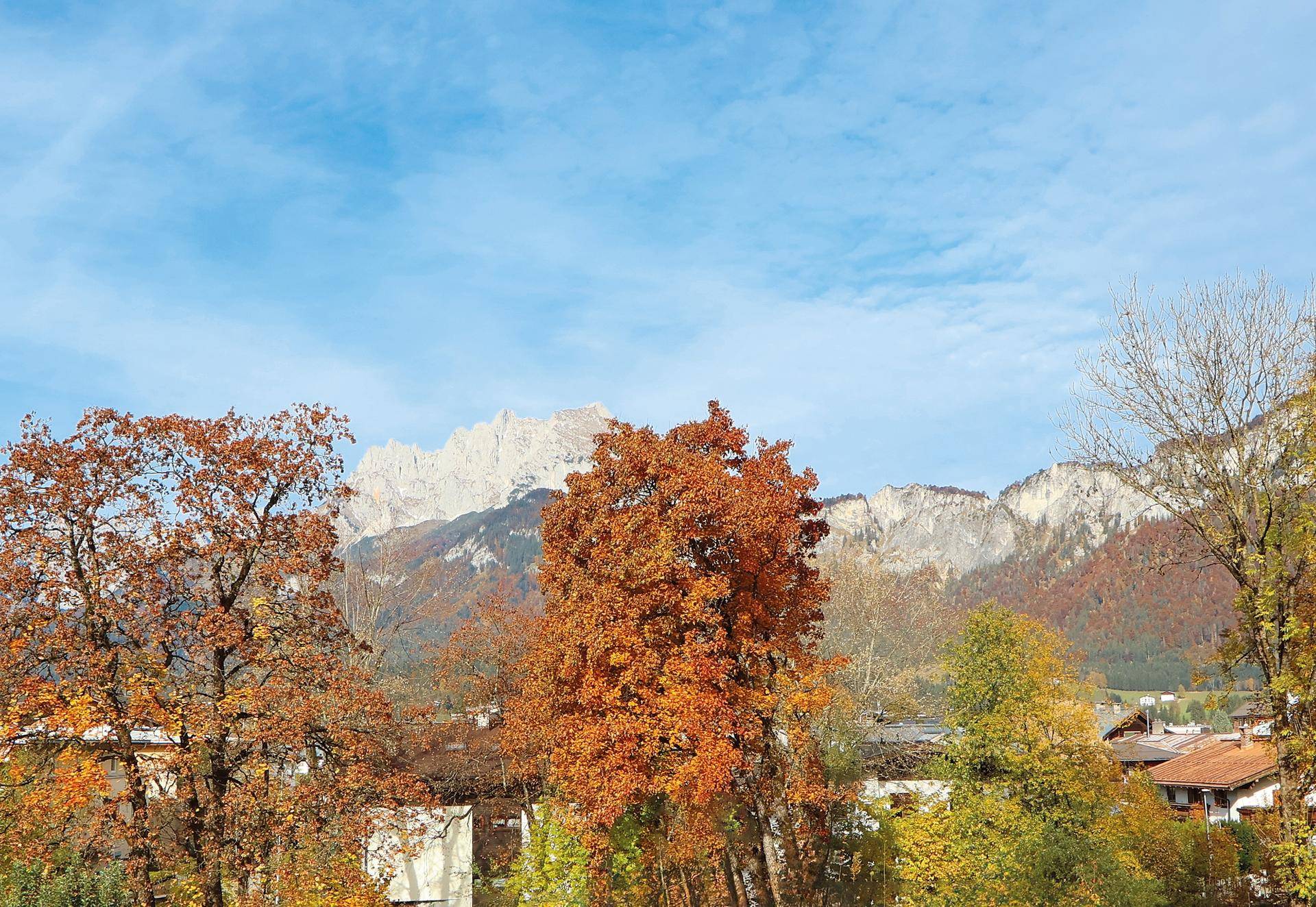 Ausblick von der Westterrasse zum Wilden Kaiser