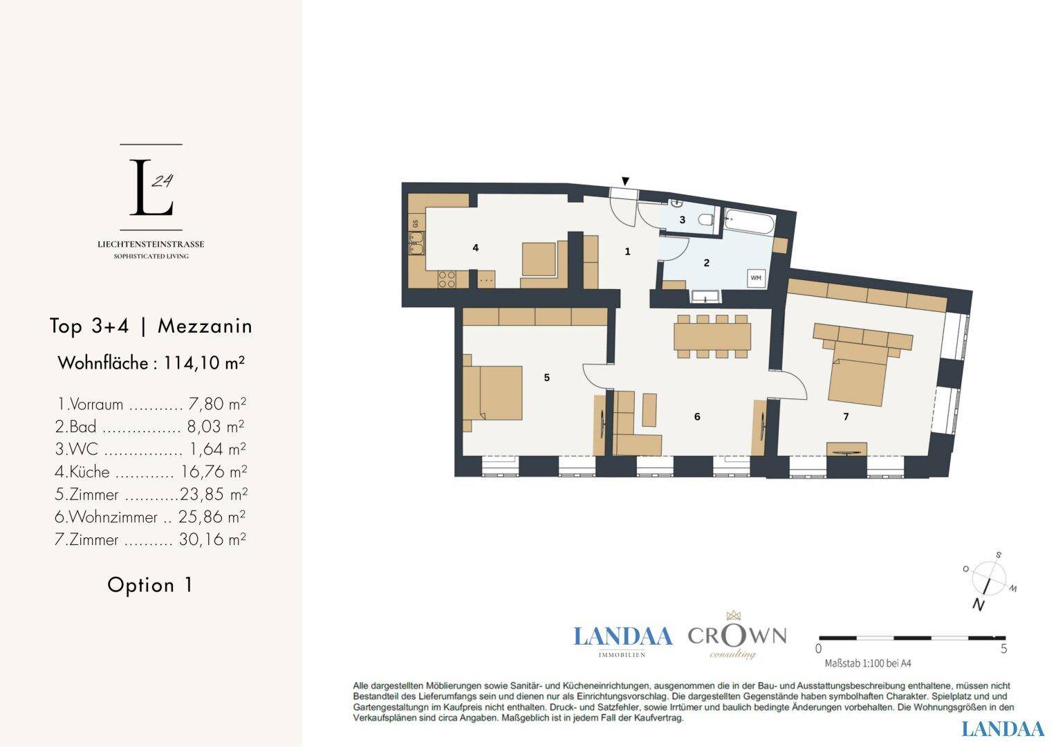 Grundriss für eine Maisonette-Wohnung mit mehreren Zimmern und offener Gestaltung.