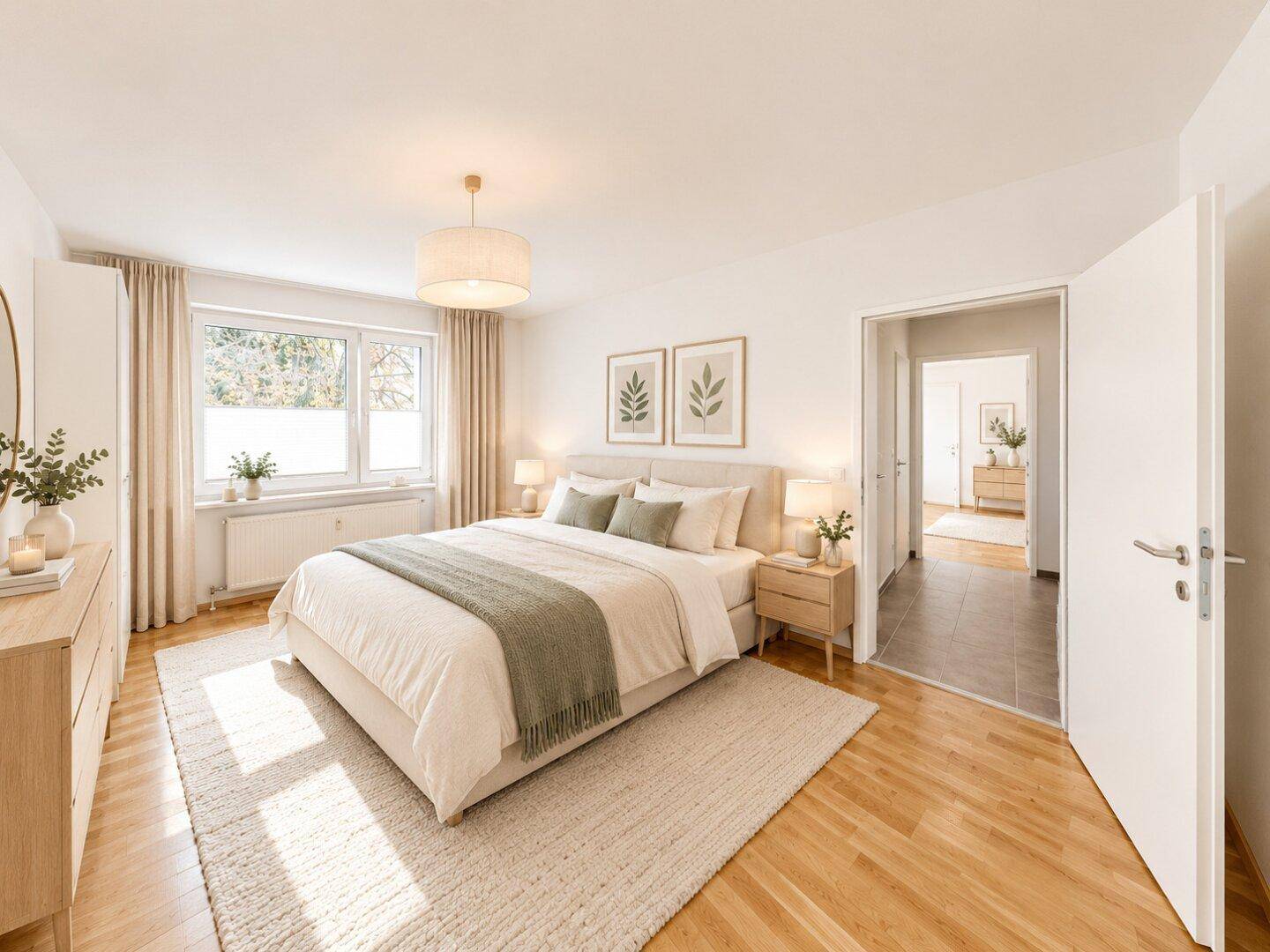 Schlafzimmer (mit KI möbliert)