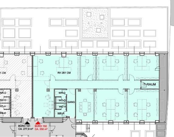 1040 Wien, Floragasse 7 1.OG 250m2 Belegungsstudie