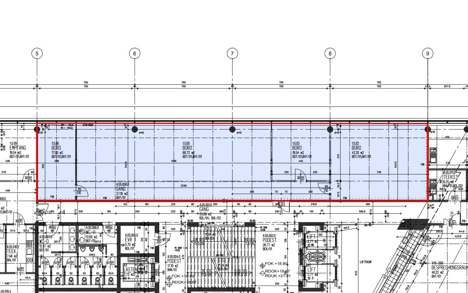 1220 Wien, TECHGATE Gate 1 Grundriss 5.OG ca. 170 m²