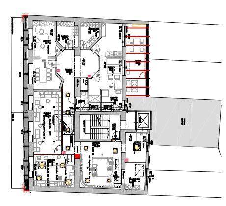 Detaillierter Grundrissplan mit verschiedenen Räumen und einer klaren Raumaufteilung.