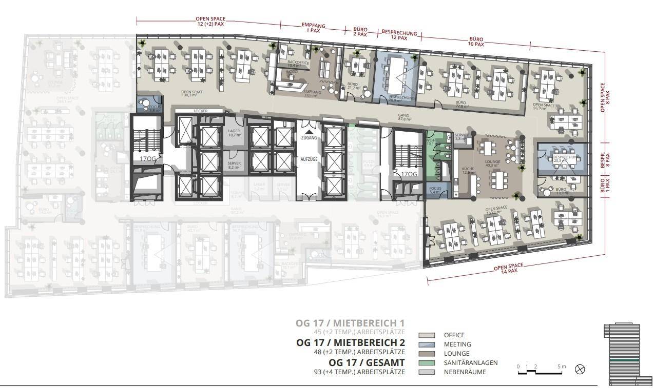 IZD Tower 17.OG ca. 761 m² 48 Arbeitsplätze