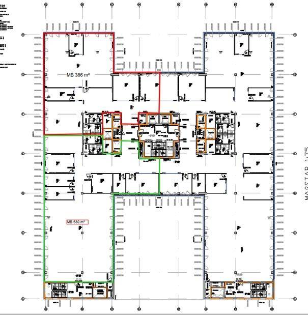 1120 Wien, Am Europlatz 2 - 3.OG ca. 917 m² (teilbar in rot und grün)