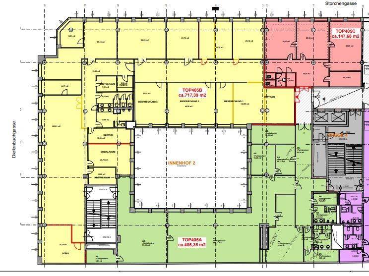 1150 Wien, Storchengasse 1 4.OG ca. 718 m² und 405 m² und 145 m²