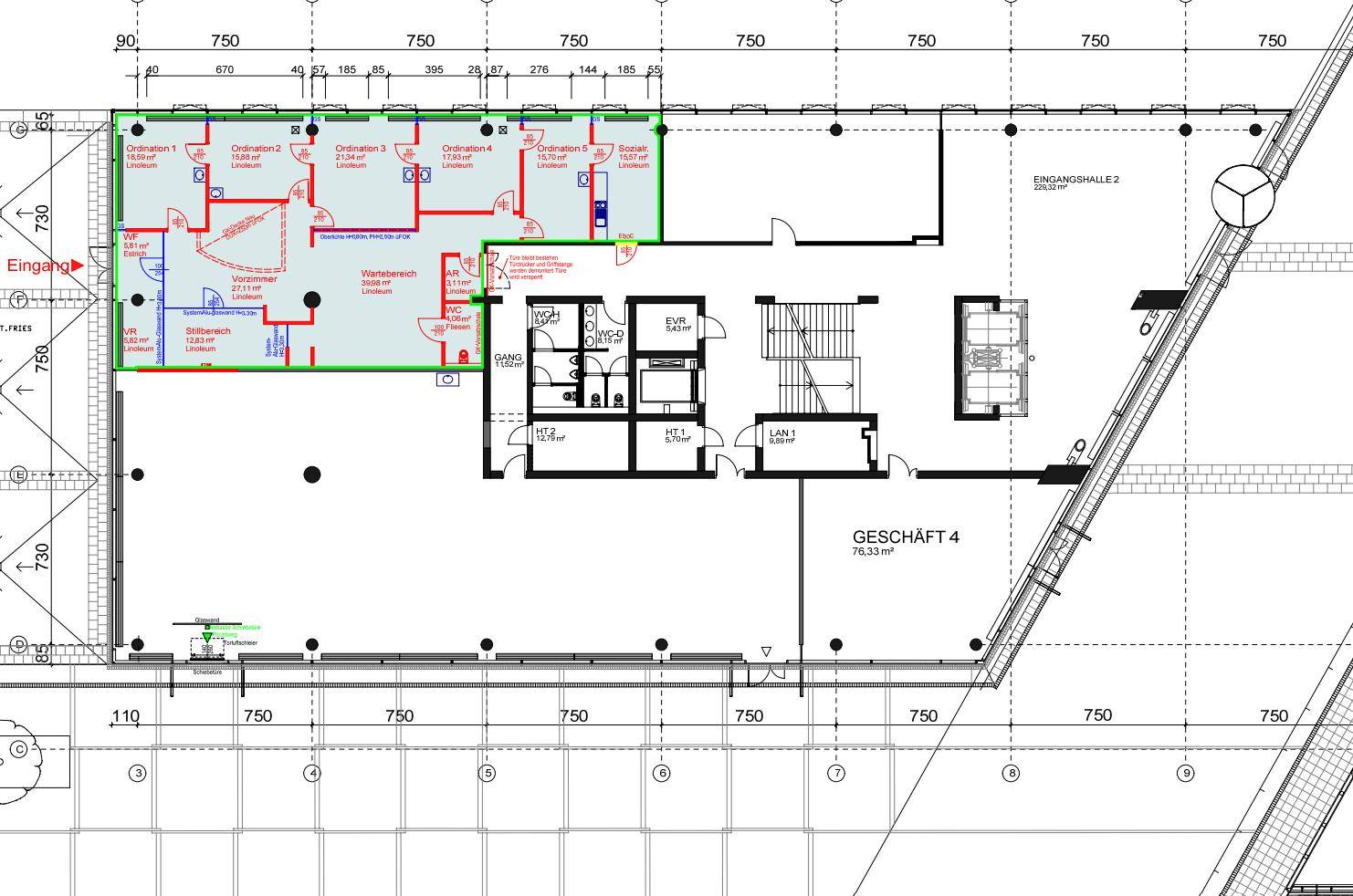 1220 Wien, TECHGATE Gate 1 Grundriss EG ca. 219 m²