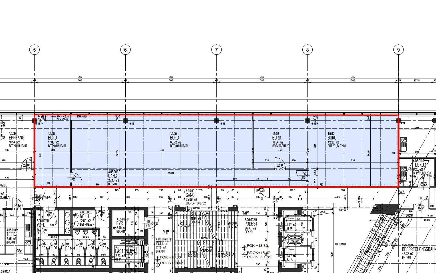 1220 Wien, TECHGATE Gate 1 Grundriss 5.OG ca. 170 m²
