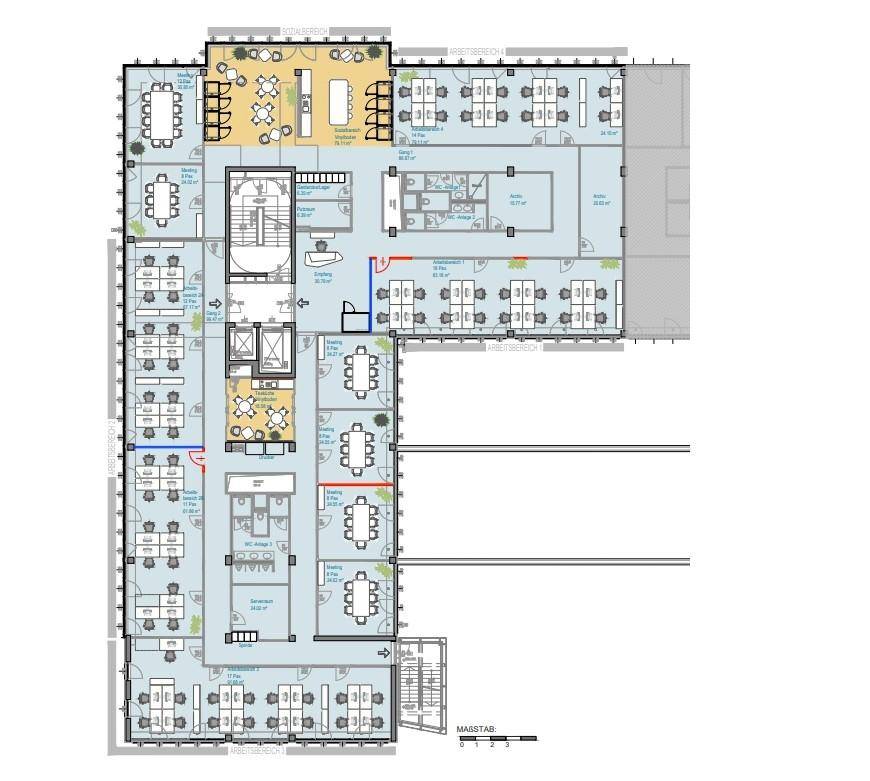 1020 Wien, Ernst-Melchior-Gasse 20 EZONE Grundriss 5OG ca. 980 m² Belegungsplanung