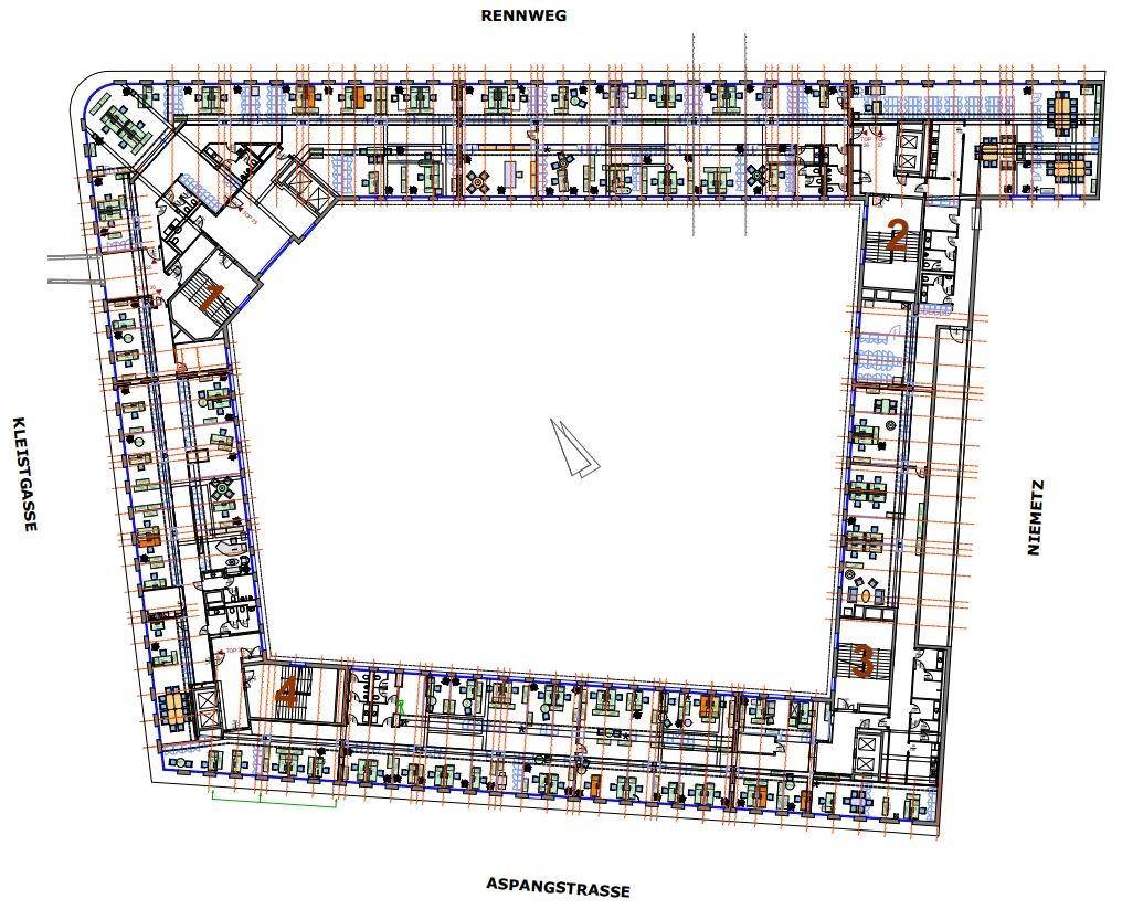 QBIK 5.OG ca. 1.871,61m² (Büro Stiegee 4 Aspangstr. nicht verfügbar)