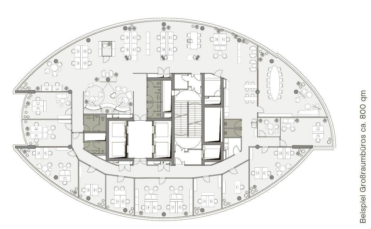 800m2 Regelgeschoss offene Variante