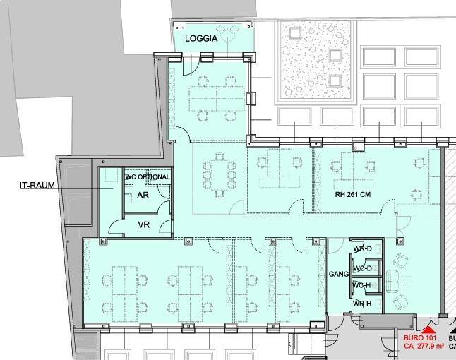 1040 Wien, Floragasse 7 1.OG 278m2 Belegungsstudie