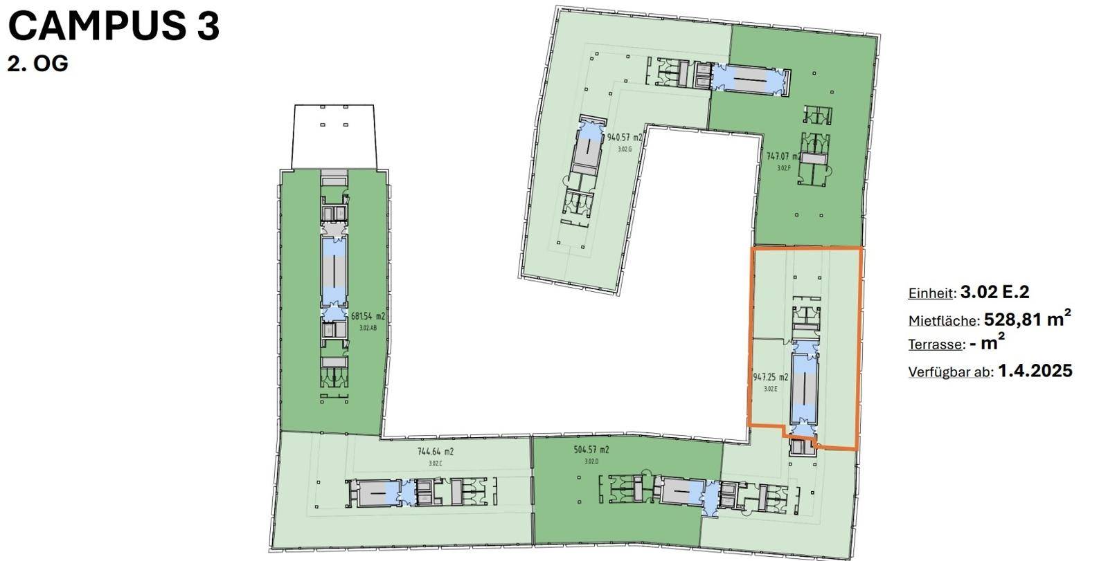 CAMPUS 3 2.OG ca. 529 m²