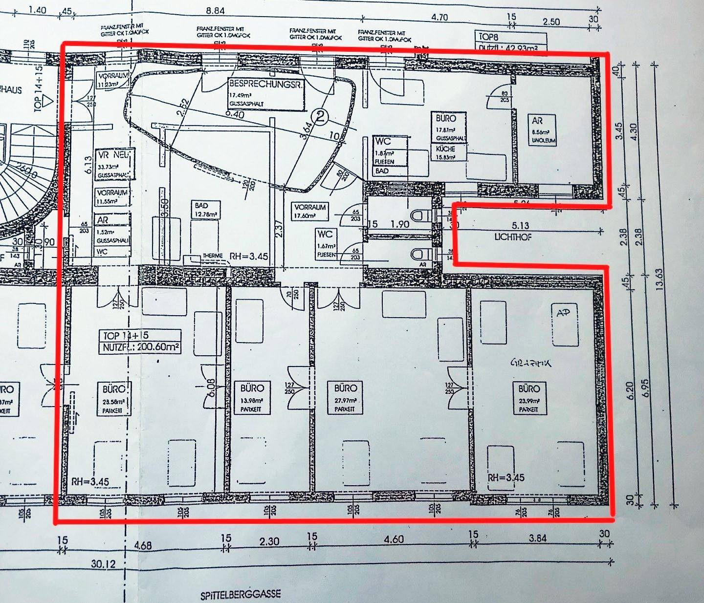 1070 Wien, Spittelberggasse 3 Plan Mietfläche