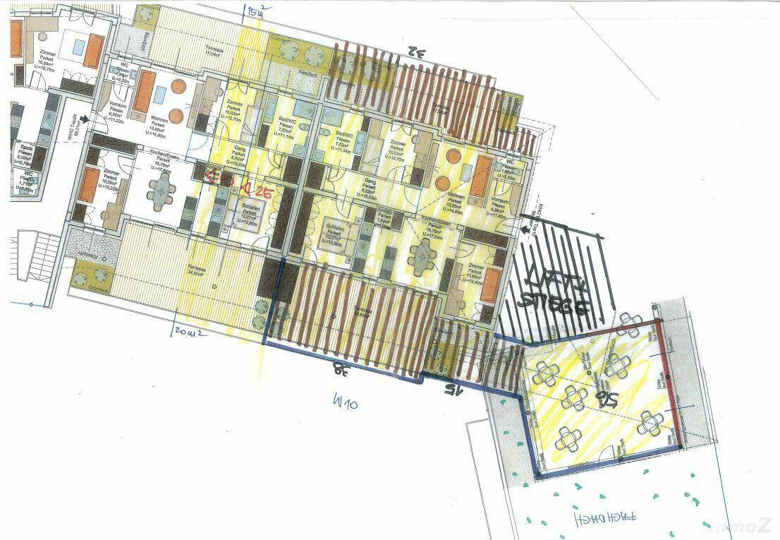 Entwurfplan Pentouse 90-180qm möglich