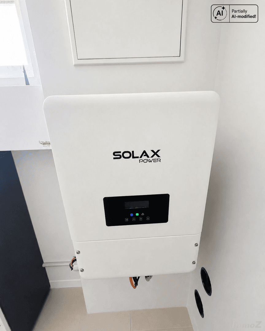 Solarwechselrichter von Solax Power in einem Technikraum, Teil der Photovoltaikanlage.