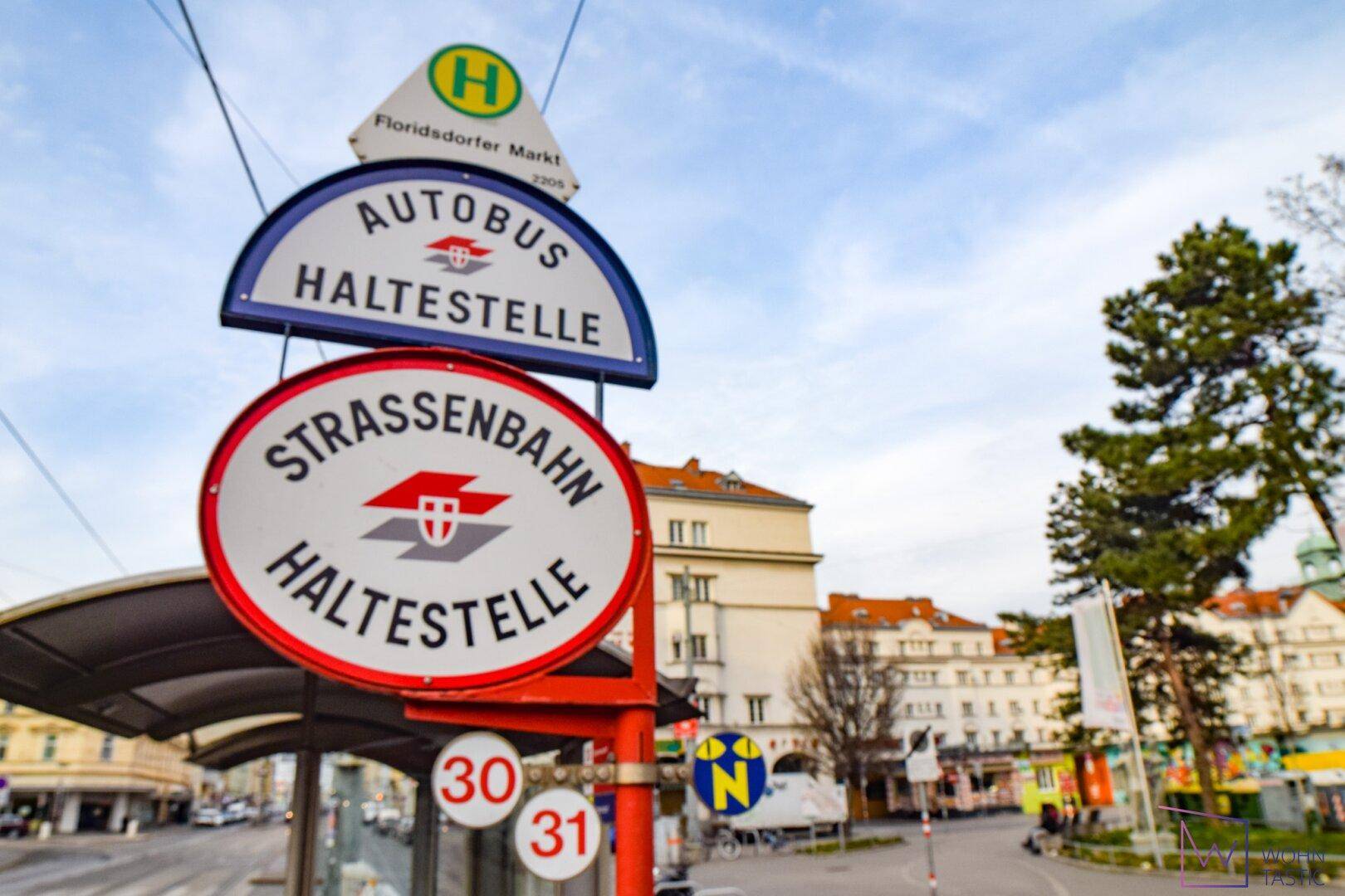 Eine Vielzahl von U-Bahn-, Schnellbahn-, Bus- und Straßenbahnlinien innerhalb 500 m Gehdistanz.